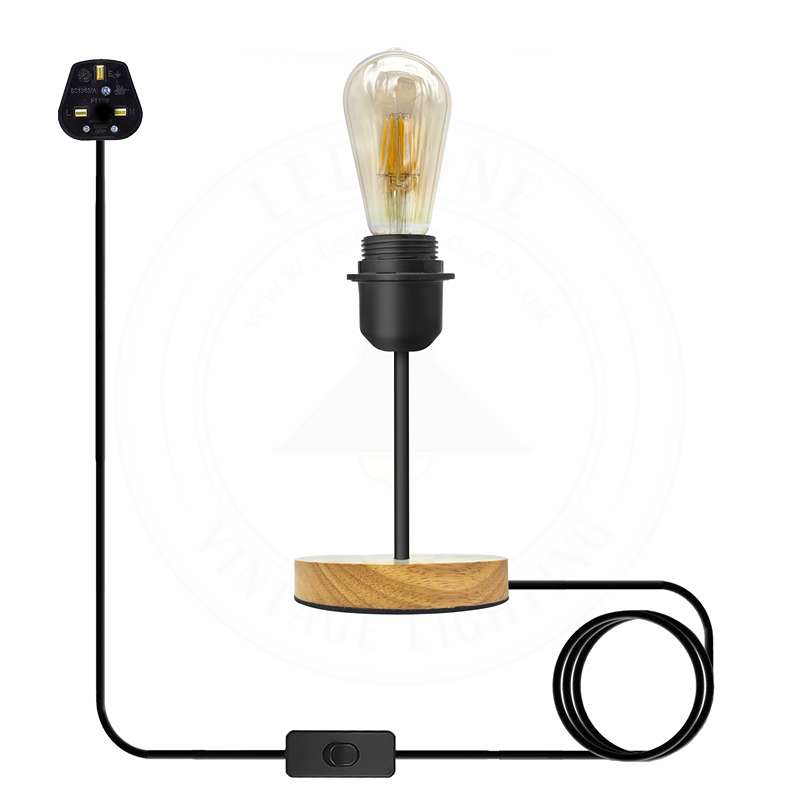 Vintage Black Table Lamp – E27 On/Off Switch~4563