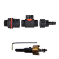 Water Butt Kit 3/4in with In-Line Valve + 1/2in Barb and Drill Bit